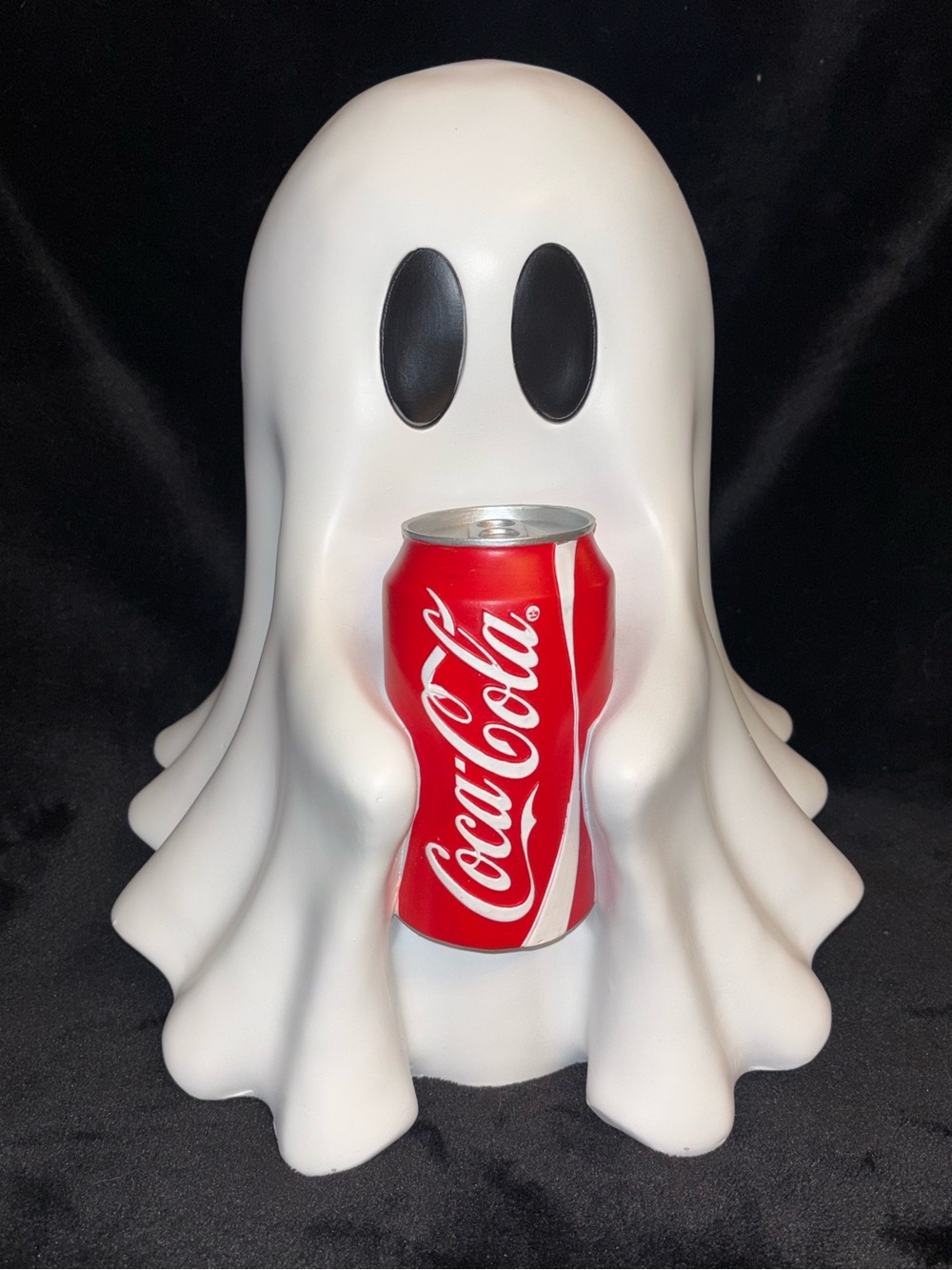 White Ghost Holding a Coke - Coca Cola Bottle Halloween Décor Statue Figurine